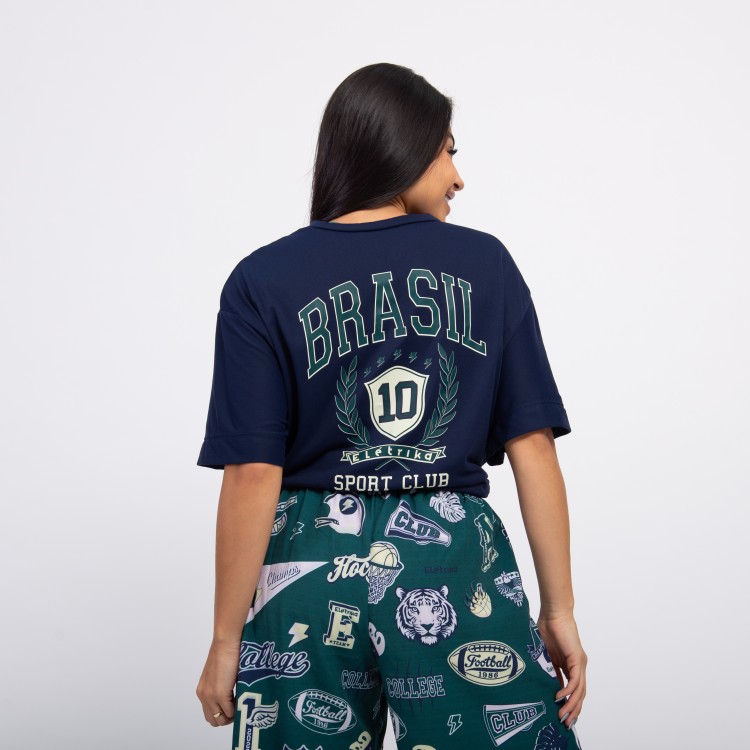 T-shirt Oversized Sport Club Brasil - Marinho Profundo