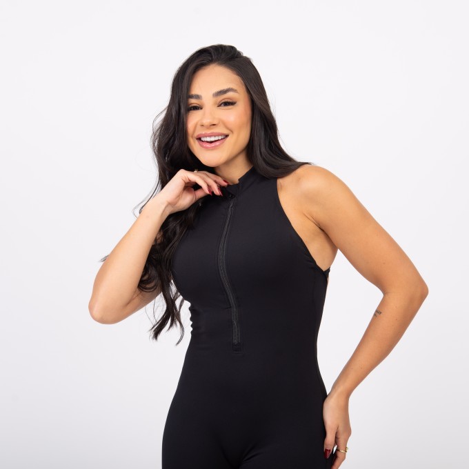 Macacão Racer Zip - Preto