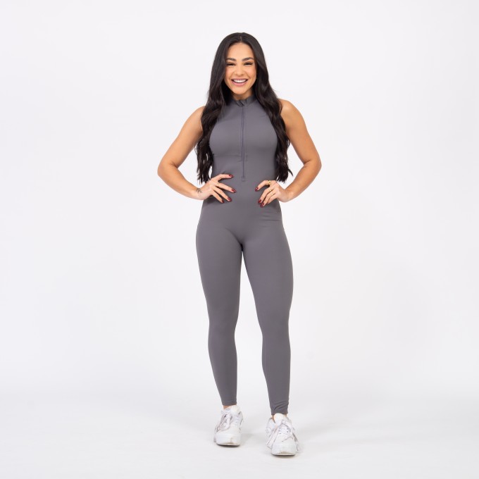 Macacão Racer Zip - Cinza