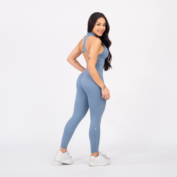 Macacão Racer Zip - Azul Acinzentado