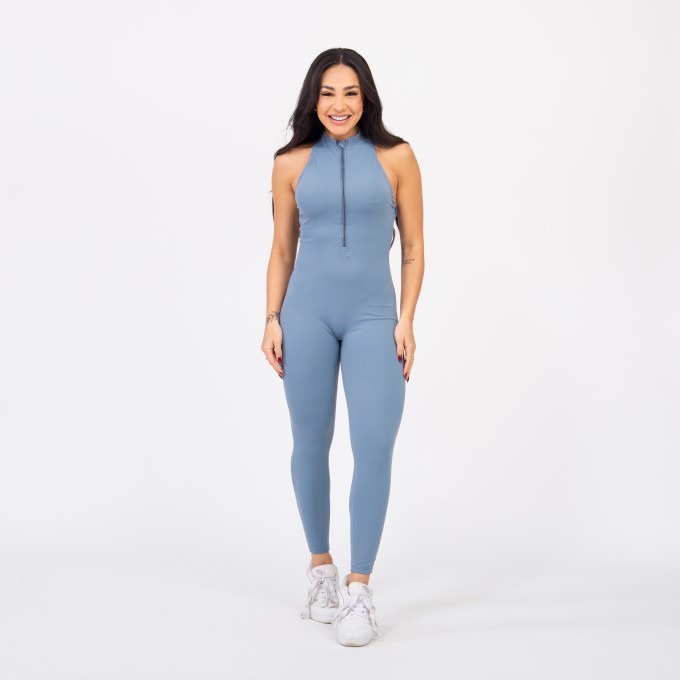 Macacão Racer Zip - Azul Acinzentado