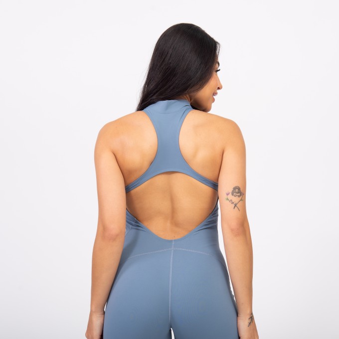 Macacão Racer Zip - Azul Acinzentado