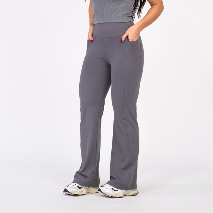 Calça Flare Soft com Bolso - Cinza Névoa