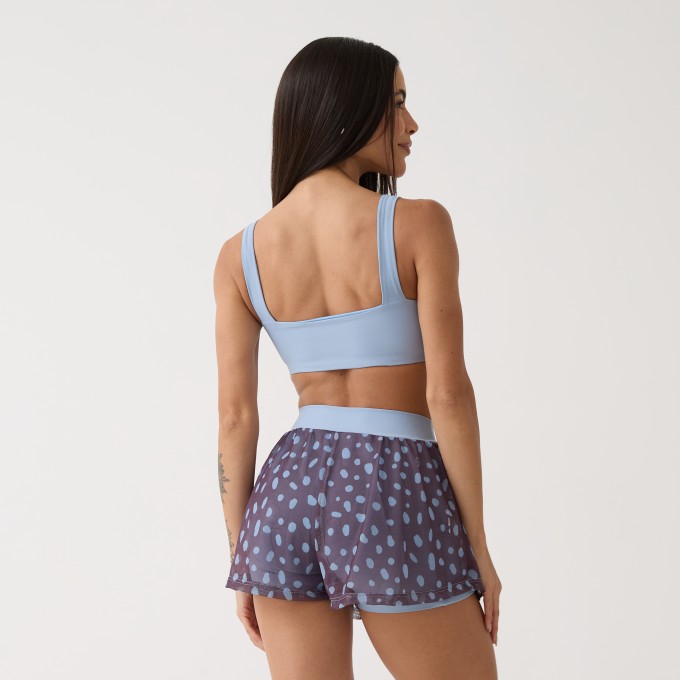 Short Duplo de Tule Estampado Bolso - Polka Dot