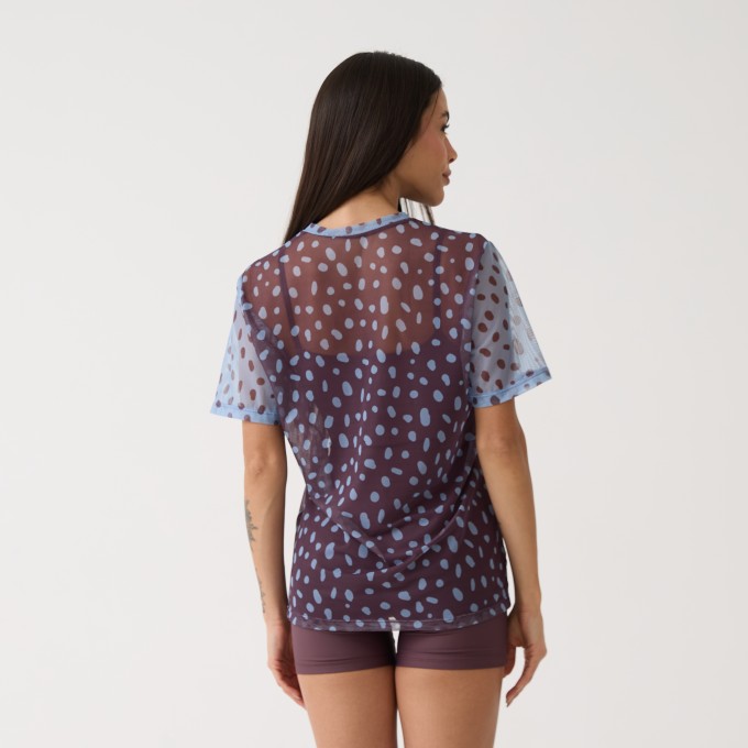 Camisão De Tule Estampado - Polka Dot
