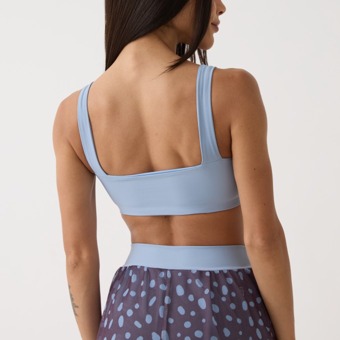 Top Camiseta Decote Quadrado - Azul Névoa