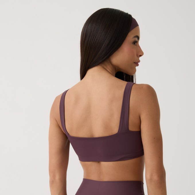 Top Camiseta Decote Quadrado - Ameixa