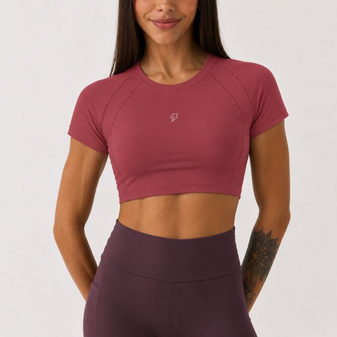Cropped Raglan Anatômico - Romã Dark