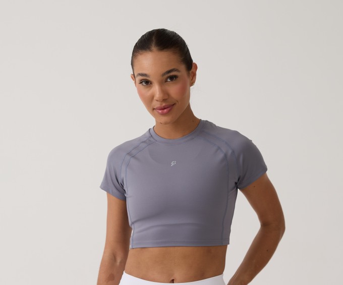 Cropped Raglan Anatômico - Ametista Cinza