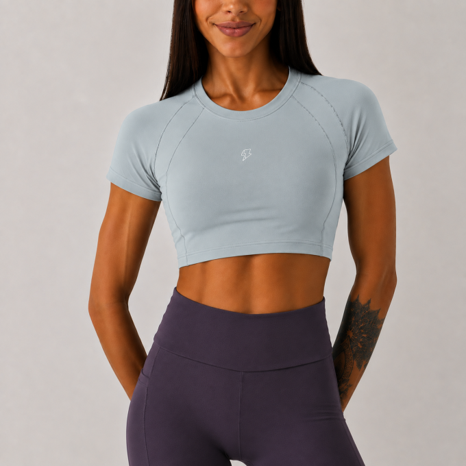 Cropped Raglan Anatômico - Azul Gelo