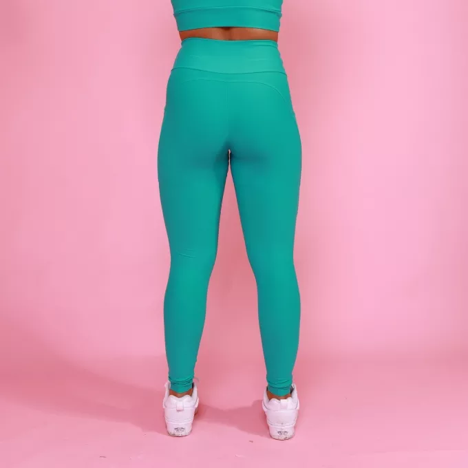 Legging Com Bolso Recorte Anatômico - Verde Caribe