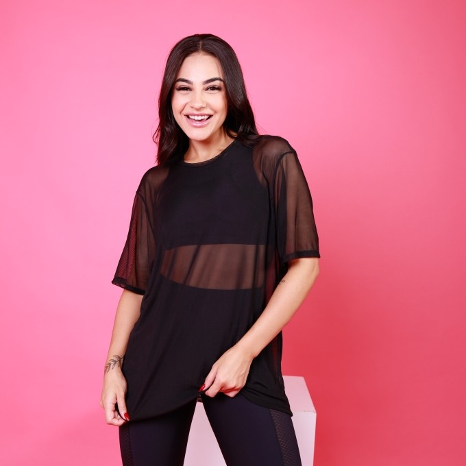 Camisão de Tule - Preto