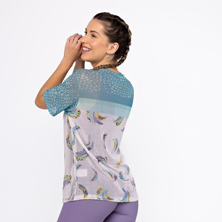 Camisão de Tule Estampado - Araras Aquarela