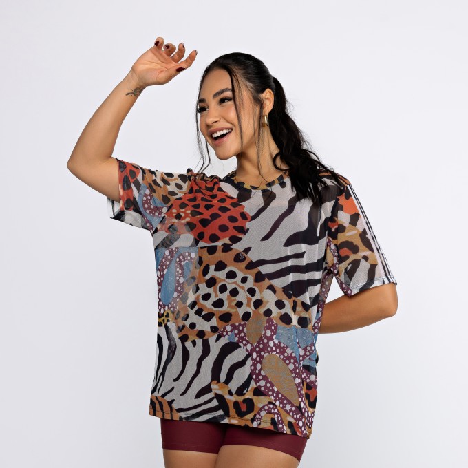 Camisão de Tule Estampado - Feras