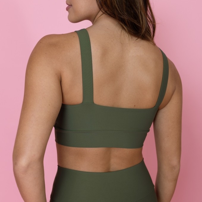Top Camiseta Alça Larga - Verde Oliva
