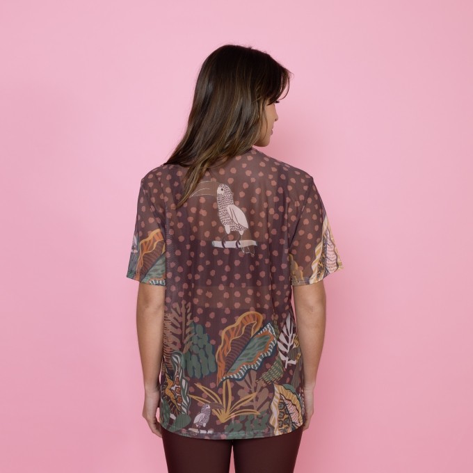 Camisão de Tule Estampado Choco Forest