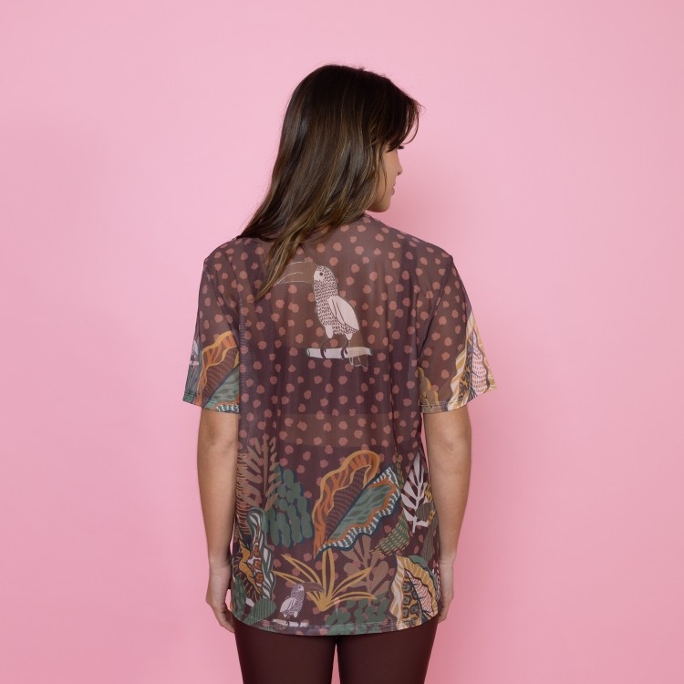 Camisão de Tule Estampado Choco Forest