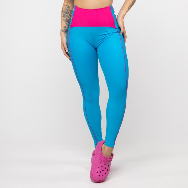 Legging Curve Duo Tela - Pink & Azul Malibu