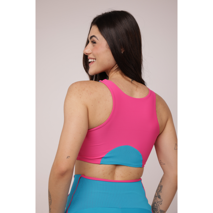 Top Curve Duo Tela - Pink & Azul Malibu