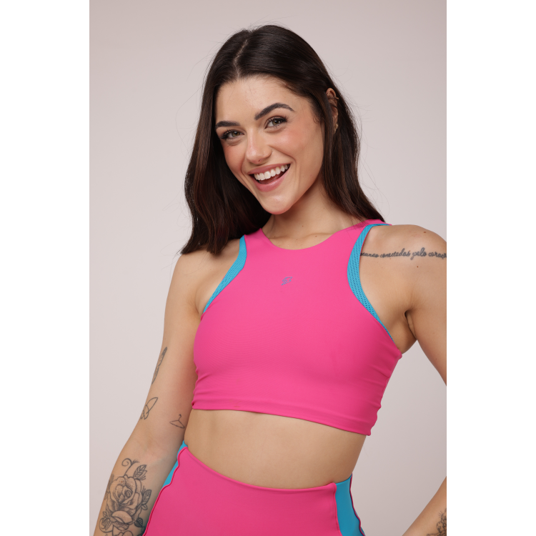 Top Curve Duo Tela - Pink & Azul Malibu