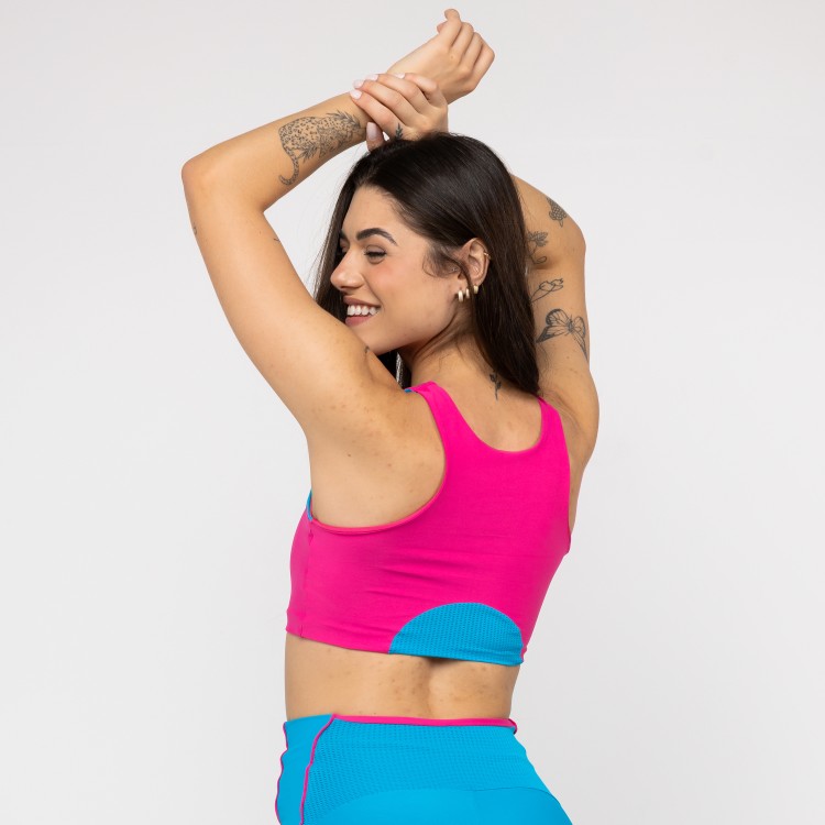 Top Curve Duo Tela - Pink & Azul Malibu
