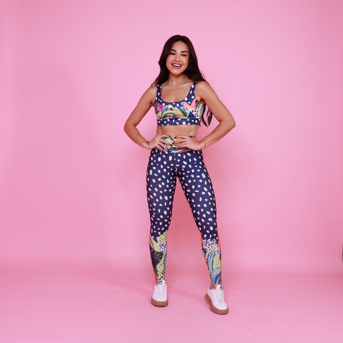 Conjunto Top Camiseta & Legging Básica Folhagem Colors