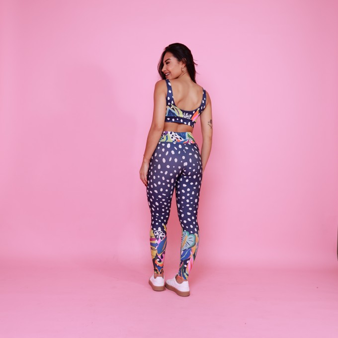 Conjunto Top Camiseta & Legging Básica Folhagem Colors