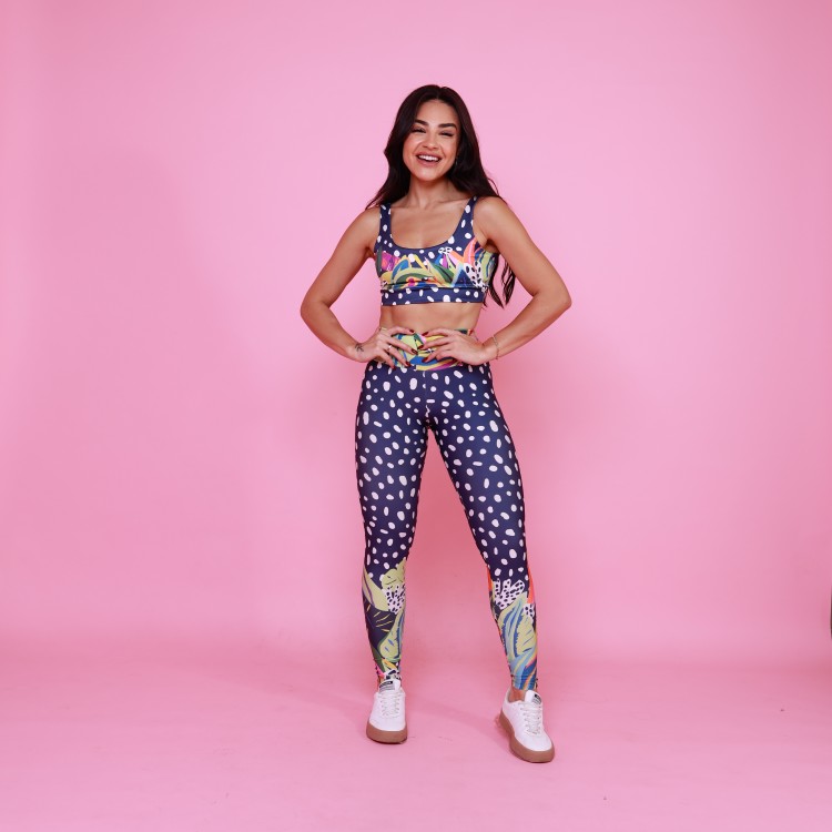 Conjunto Top Camiseta & Legging Básica Folhagem Colors