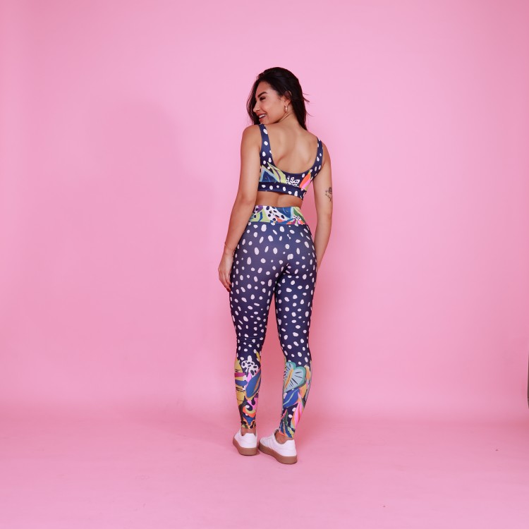 Conjunto Top Camiseta & Legging Básica Folhagem Colors