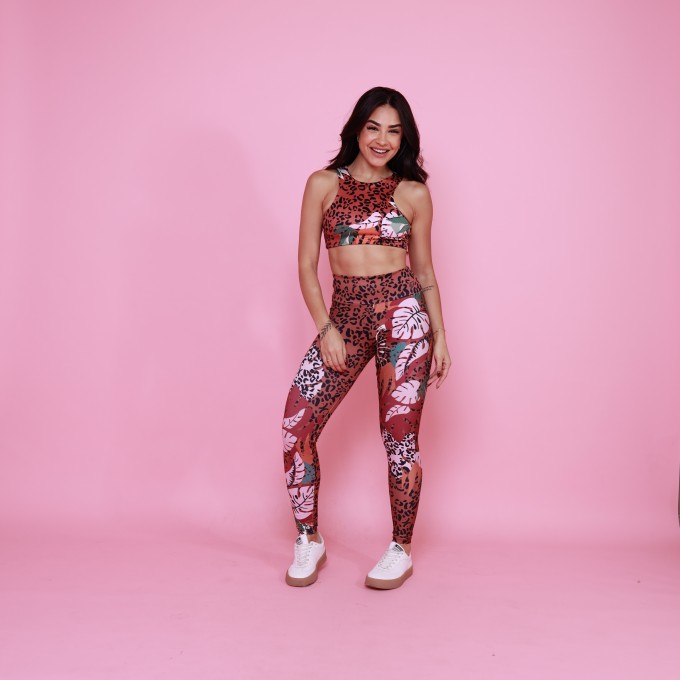 Conjunto Top Cropped Move & Legging Básica Tropic