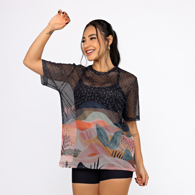 Camisão de Tule Estampado - Mountain Desert