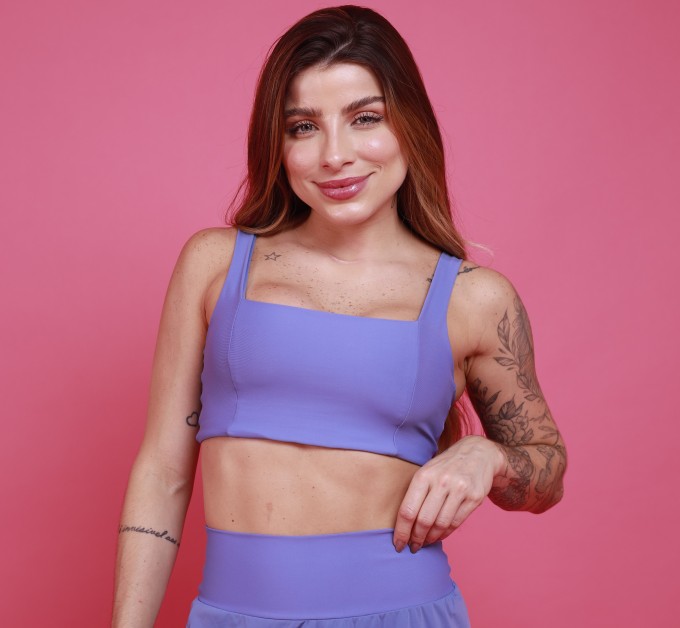 Top Camiseta Decote Quadrado - Azul Carbono