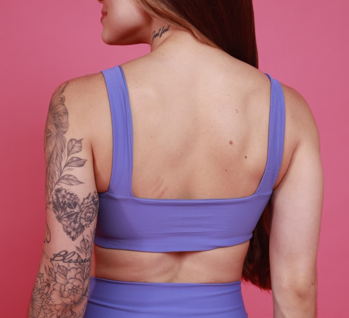 Top Camiseta Decote Quadrado - Azul Carbono