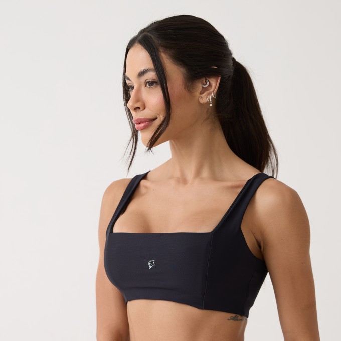 Top Camiseta Decote Quadrado - Preto