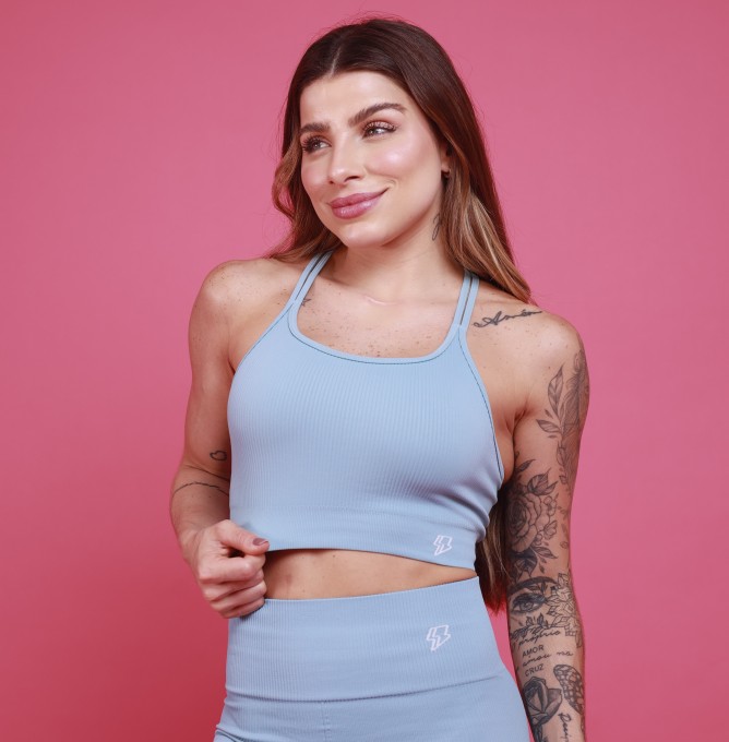 Top Nadador Alças Seamless - Azul Calma