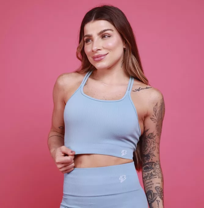 Top Nadador Alças Seamless - Azul Calma