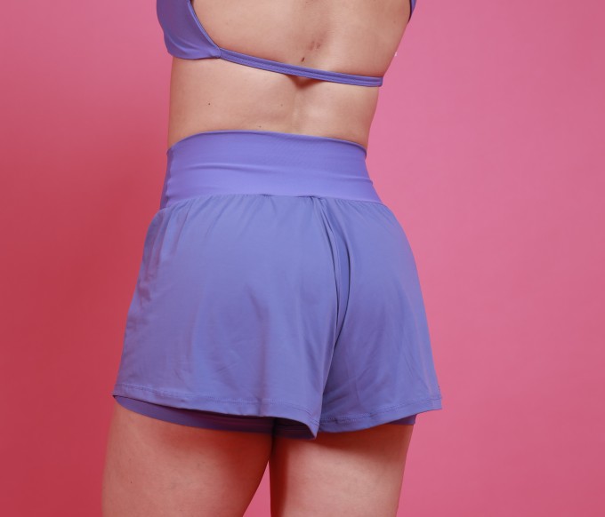 Short Duplo Liso - Azul Carbono