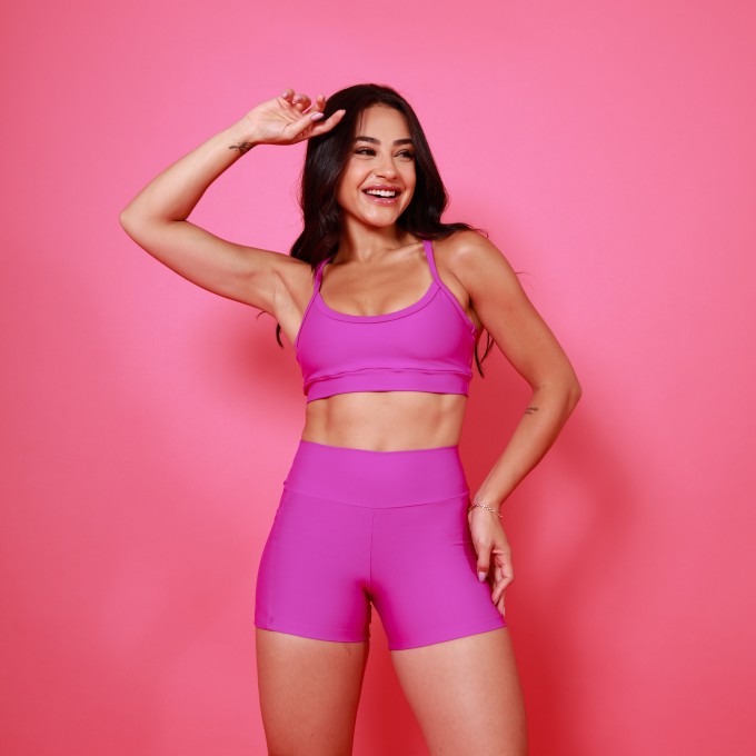 Conjunto Short & Topinho Alcinha Nadador - Fucsia