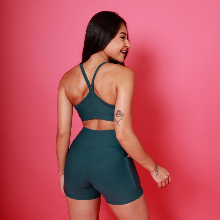 Conjunto Short & Topinho Alcinha Nadador - Verde Floresta
