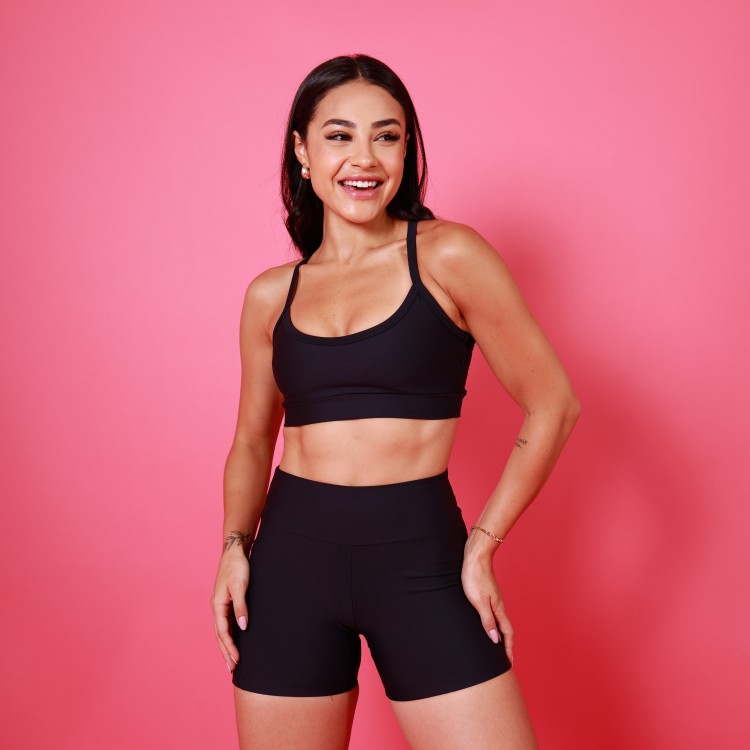 Conjunto Short & Topinho Alcinha Nadador - Preto