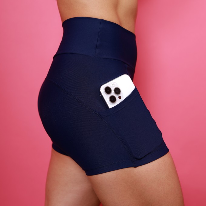 Short Anatômico Com Bolso - Azul Marinho
