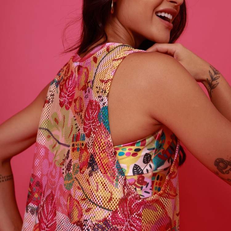 Regata Cropped Tela - Floral Pink