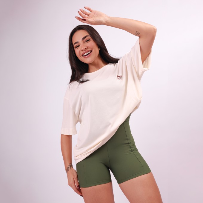 T-shirt Oversized Sport Gym Girl - Capuccino