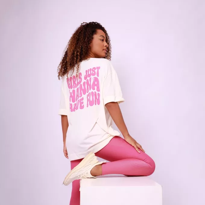 T-shirt Oversized Sport Have Fun - Rosa Chá