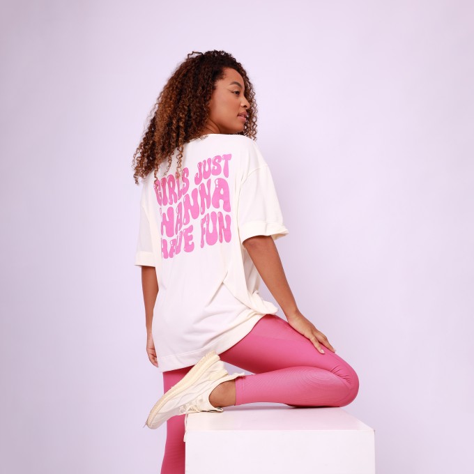 T-shirt Oversized Sport Have Fun - Rosa Chá
