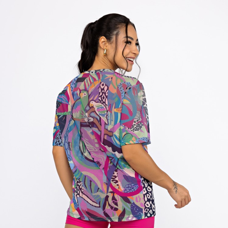 Camisão de Tule Estampado - Patch Tropic