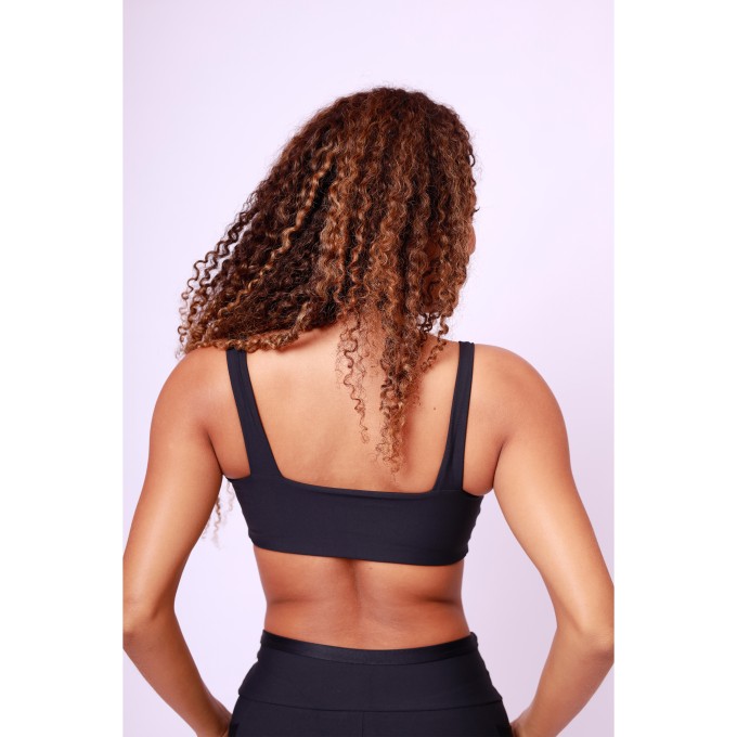 Top Camiseta Decote Quadrado Shine - Preto