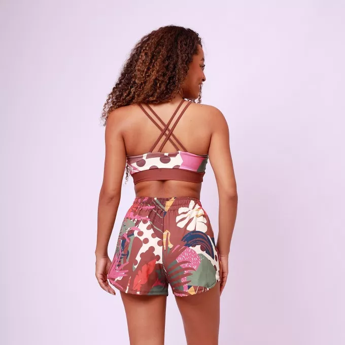 Short High Tech Estampado Recorte Lateral - Patch Forest