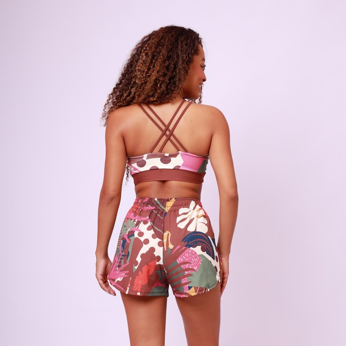 Short High Tech Estampado Recorte Lateral - Patch Forest