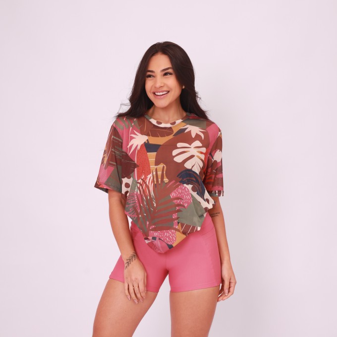 Camisão de Tule Estampado - Patch Forest